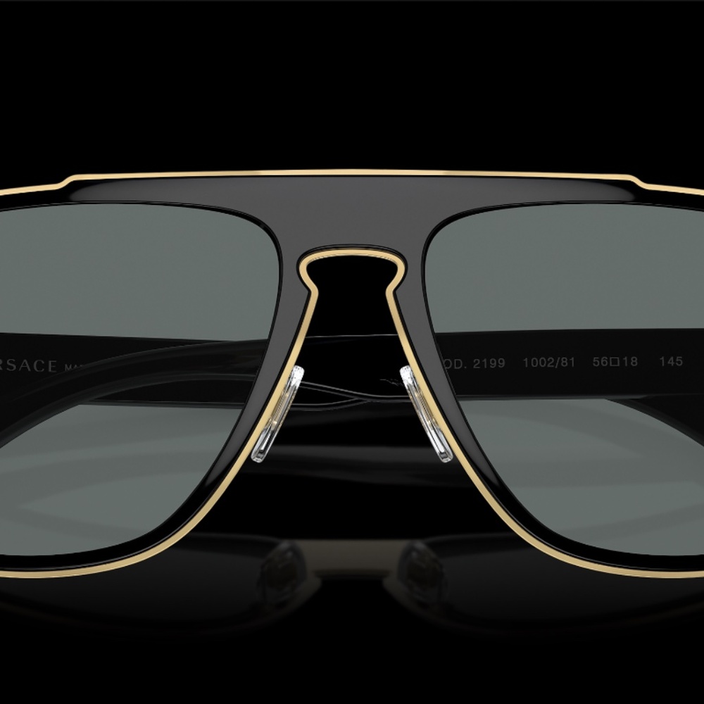 Versace Sunglasses Mod.2199 used unisex polarized Pre Loved Black Gold Designer - Picture 13 of 14